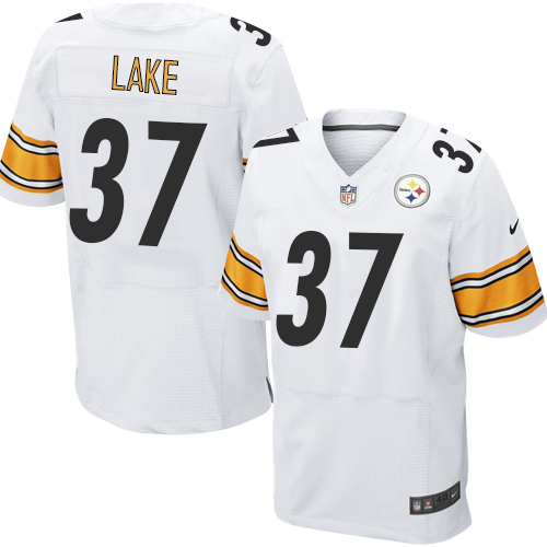 Men's Elite Carnell Lake Nike Jersey White Road - #37 NFL Pittsburgh Steelers